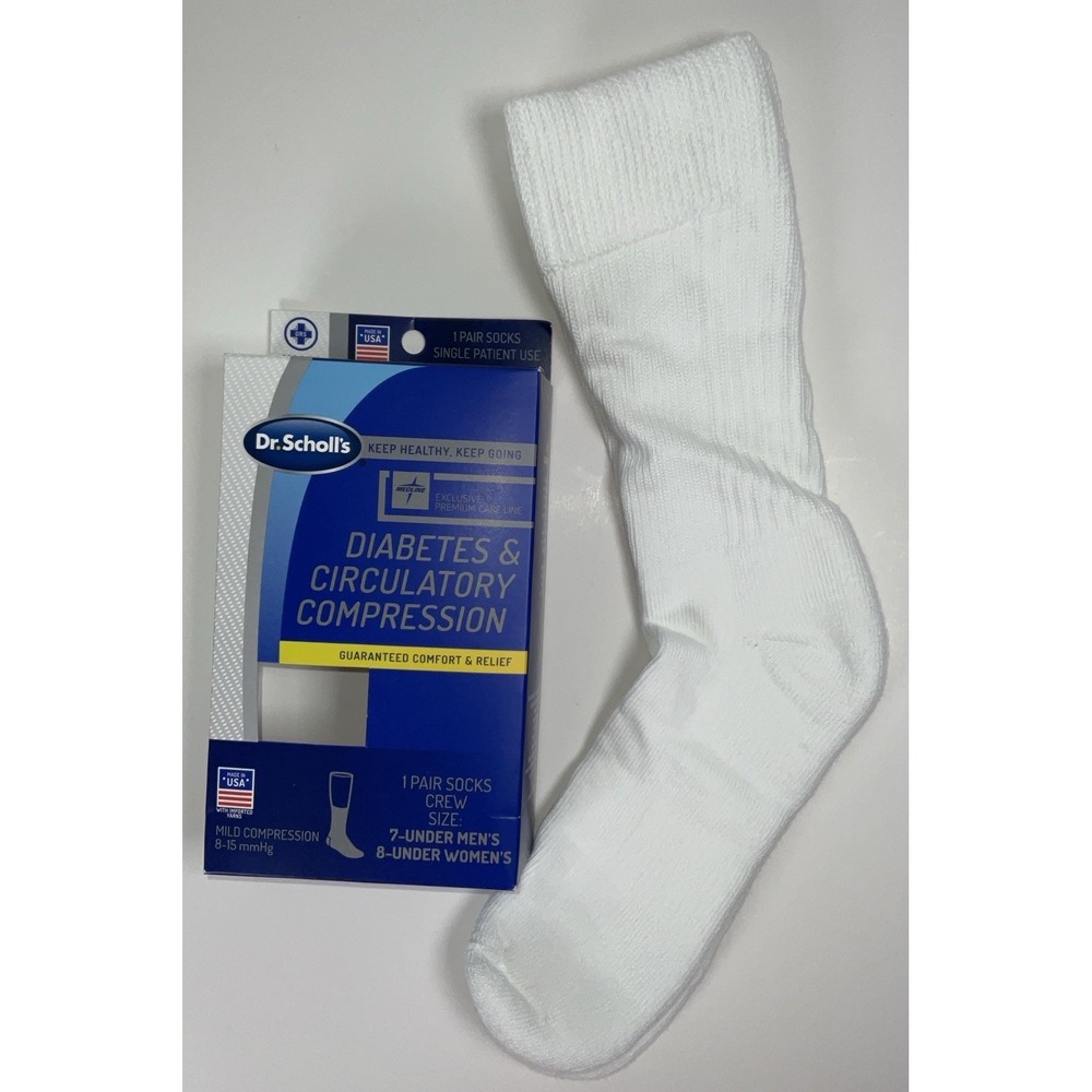 NIB Dr. Scholl's Diabetes & Circulatory Compression Crew Socks White Small